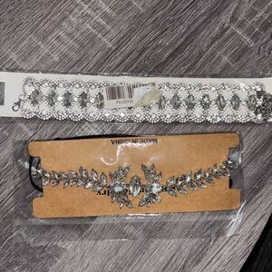 Rhinestone Crystal Choker Set - Clear Silver Sparkle NEVER WORN